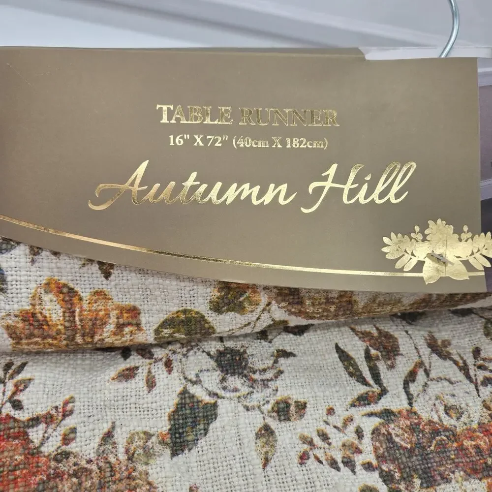 Autumn & Fall Burlap Table Runner Pumpkin Floral Harvest 16x72